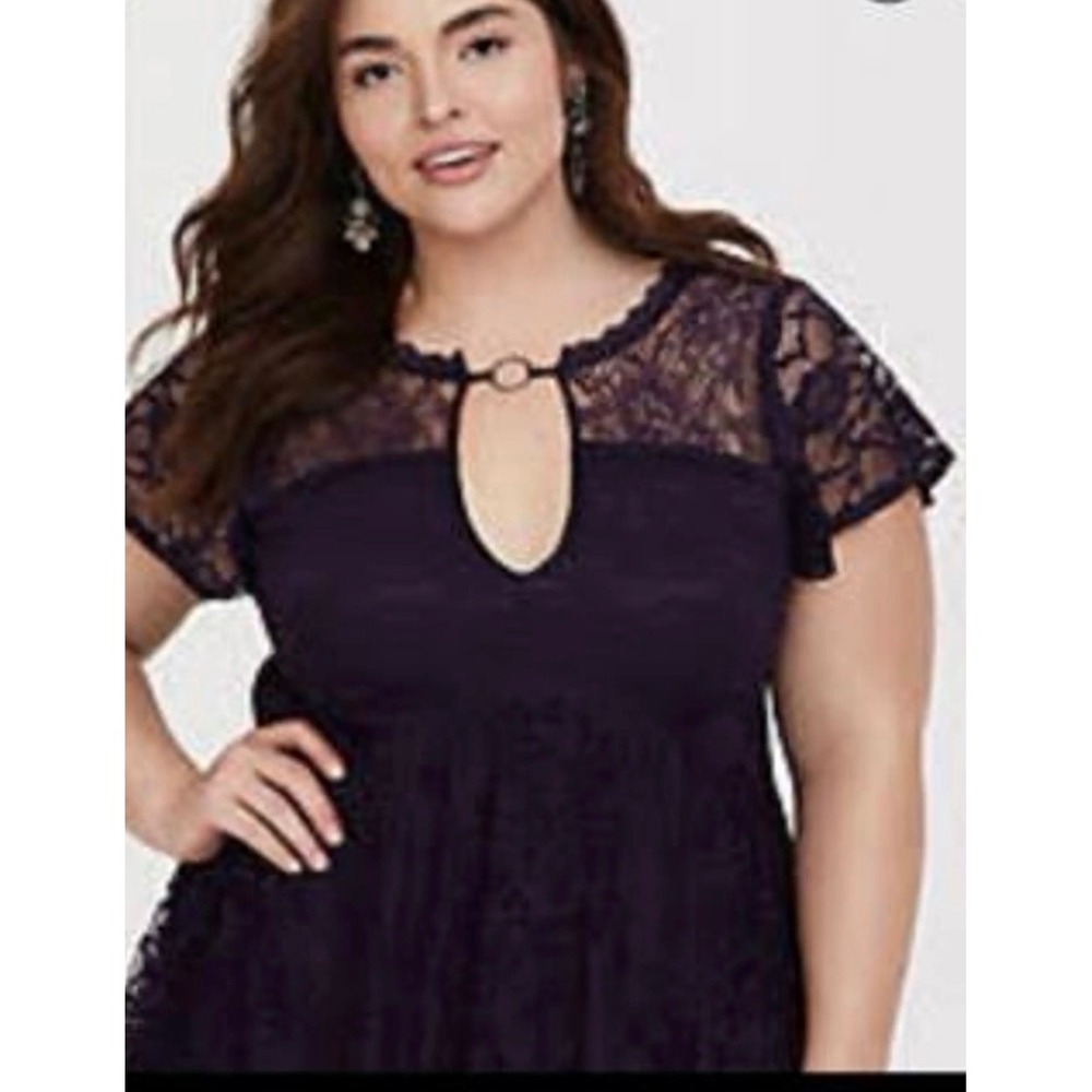 Torrid Purple Lace Keyhole O-Ring Fit Flare Dress Plus Size 2 2X Cocktail Party